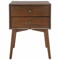 Safavieh Scully 2 Drawer Nightstand, Medium Oak & Antique Gold NST6407C